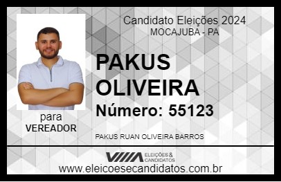 Candidato PAKUS OLIVEIRA 2024 - MOCAJUBA - Eleições