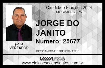 Candidato JORGE DO JANITO 2024 - MOCAJUBA - Eleições