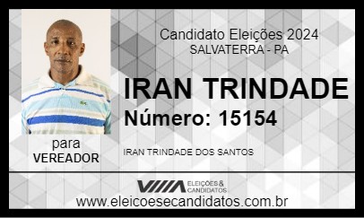 Candidato IRAN TRINDADE 2024 - SALVATERRA - Eleições