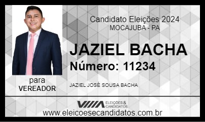 Candidato JAZIEL BACHA 2024 - MOCAJUBA - Eleições