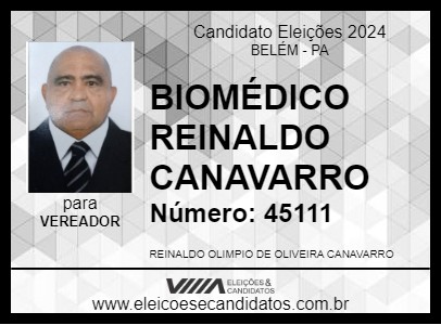 Candidato BIOMÉDICO REINALDO CANAVARRO 2024 - BELÉM - Eleições