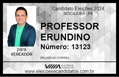 Candidato PROFESSOR ERUNDINO 2024 - MOCAJUBA - Eleições