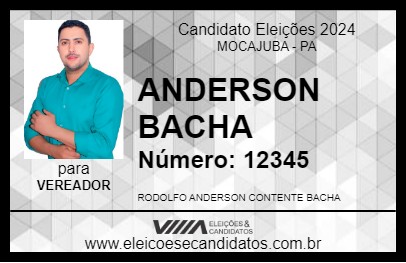 Candidato ANDERSON BACHA 2024 - MOCAJUBA - Eleições