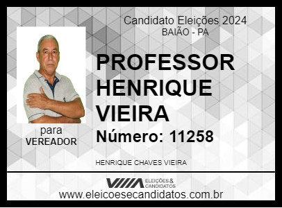 Candidato PROFESSOR HENRIQUE VIEIRA 2024 - BAIÃO - Eleições