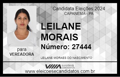 Candidato LEILANE MORAIS 2024 - CAPANEMA - Eleições