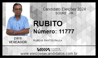 Candidato RUBITO 2024 - SOURE - Eleições