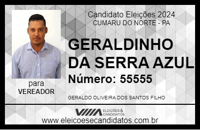 Candidato GERALDINHO DA SERRA AZUL 2024 - CUMARU DO NORTE - Eleições