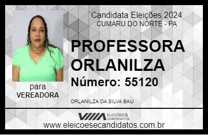 Candidato PROFESSORA ORLANILZA 2024 - CUMARU DO NORTE - Eleições