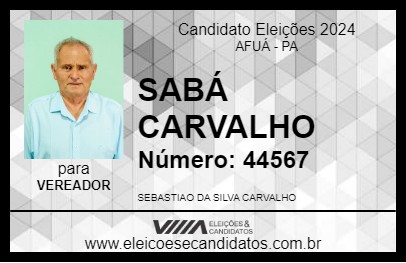 Candidato SABÁ CARVALHO 2024 - AFUÁ - Eleições