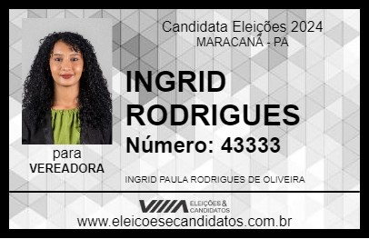 Candidato INGRID RODRIGUES 2024 - MARACANÃ - Eleições