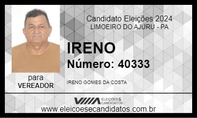 Candidato IRENO 2024 - LIMOEIRO DO AJURU - Eleições