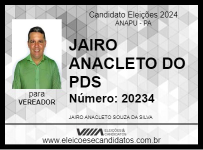 Candidato JAIRO ANACLETO DO PDS 2024 - ANAPU - Eleições