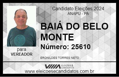 Candidato BAIÁ DO BELO MONTE 2024 - ANAPU - Eleições