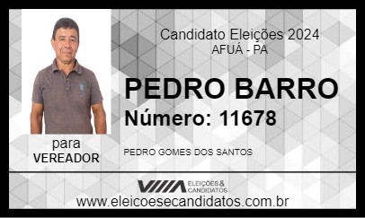 Candidato PEDRO BARRO 2024 - AFUÁ - Eleições