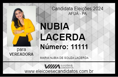 Candidato NUBIA LACERDA 2024 - AFUÁ - Eleições