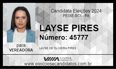 Candidato LAYSE PIRES 2024 - PEIXE-BOI - Eleições