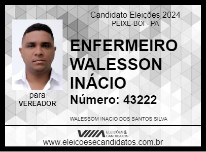 Candidato ENFERMEIRO WALESSON INÁCIO 2024 - PEIXE-BOI - Eleições