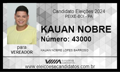 Candidato KAUAN NOBRE 2024 - PEIXE-BOI - Eleições