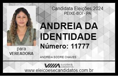 Candidato ANDREIA DA IDENTIDADE 2024 - PEIXE-BOI - Eleições