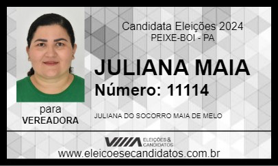 Candidato JULIANA MAIA 2024 - PEIXE-BOI - Eleições