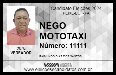 Candidato NEGO MOTOTAXI 2024 - PEIXE-BOI - Eleições