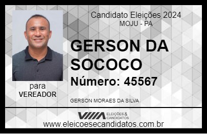 Candidato GERSON DA SOCOCO 2024 - MOJU - Eleições