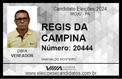 Candidato REGIS DA CAMPINA 2024 - MOJU - Eleições