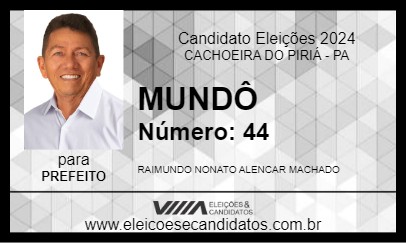 Candidato MUNDÔ 2024 - CACHOEIRA DO PIRIÁ - Eleições