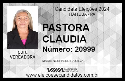 Candidato PASTORA CLAUDIA 2024 - ITAITUBA - Eleições