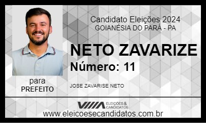 Candidato NETO ZAVARIZE 2024 - GOIANÉSIA DO PARÁ - Eleições