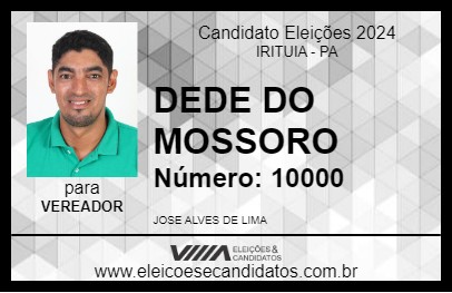 Candidato DEDE DO MOSSORO 2024 - IRITUIA - Eleições