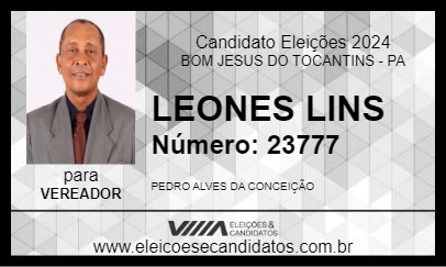 Candidato LEONES LINS 2024 - BOM JESUS DO TOCANTINS - Eleições