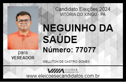 Candidato NEGUINHO DA SAÚDE 2024 - VITÓRIA DO XINGU - Eleições