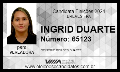 Candidato INGRID DUARTE 2024 - BREVES - Eleições