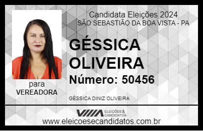 Candidato GÉSSICA OLIVEIRA 2024 - SÃO SEBASTIÃO DA BOA VISTA - Eleições