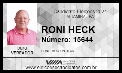 Candidato RONI HECK 2024 - ALTAMIRA - Eleições