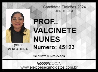 Candidato PROF.. VALCINETE  NUNES 2024 - JURUTI - Eleições