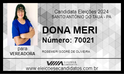 Candidato DONA MERI 2024 - SANTO ANTÔNIO DO TAUÁ - Eleições