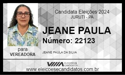 Candidato JEANE PAULA 2024 - JURUTI - Eleições