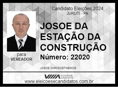 Candidato JOSOE DA ESTAÇÃO DA CONSTRUÇÃO 2024 - JURUTI - Eleições