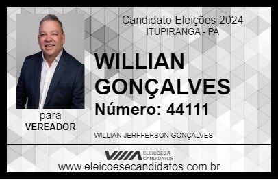 Candidato WILLIAN GONÇALVES 2024 - ITUPIRANGA - Eleições