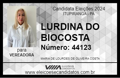 Candidato LURDINHA DO BIOCOSTA 2024 - ITUPIRANGA - Eleições