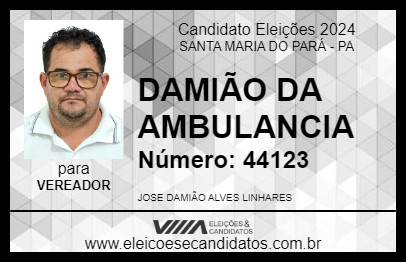 Candidato DAMIÃO DA AMBULANCIA 2024 - SANTA MARIA DO PARÁ - Eleições