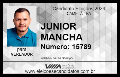 Candidato JUNIOR MANCHA 2024 - CAMETÁ - Eleições