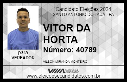 Candidato VITOR DA HORTA 2024 - SANTO ANTÔNIO DO TAUÁ - Eleições