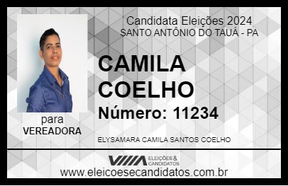 Candidato CAMILA COELHO 2024 - SANTO ANTÔNIO DO TAUÁ - Eleições