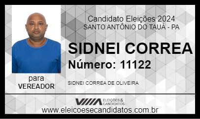 Candidato SIDNEI CORREA 2024 - SANTO ANTÔNIO DO TAUÁ - Eleições