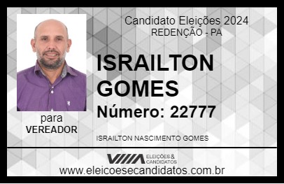 Candidato ISRAILTON GOMES 2024 - REDENÇÃO - Eleições