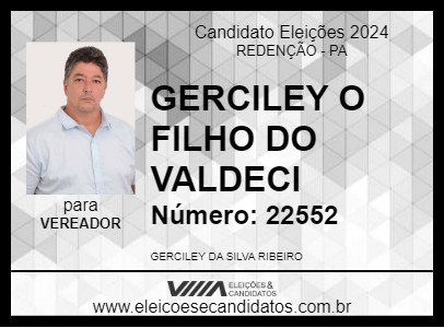 Candidato GERCILEY O FILHO DO VALDECI 2024 - REDENÇÃO - Eleições