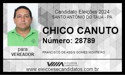 Candidato CHICO CANUTO 2024 - SANTO ANTÔNIO DO TAUÁ - Eleições